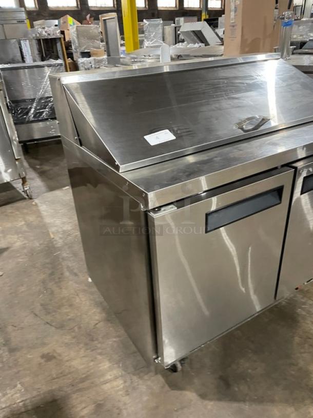 Dukers Commercial Stainless Steel 2 Door Refrigerated Bain Marie Style Mega Top Salad/Sandwich Prep Table! Model: TFP48! 115V! On Casters! - Image 2 of 8