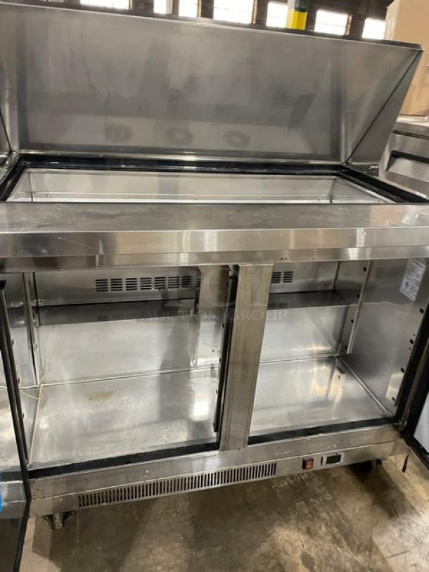 Dukers Commercial Stainless Steel 2 Door Refrigerated Bain Marie Style Mega Top Salad/Sandwich Prep Table! Model: TFP48! 115V! On Casters! - Image 5 of 8