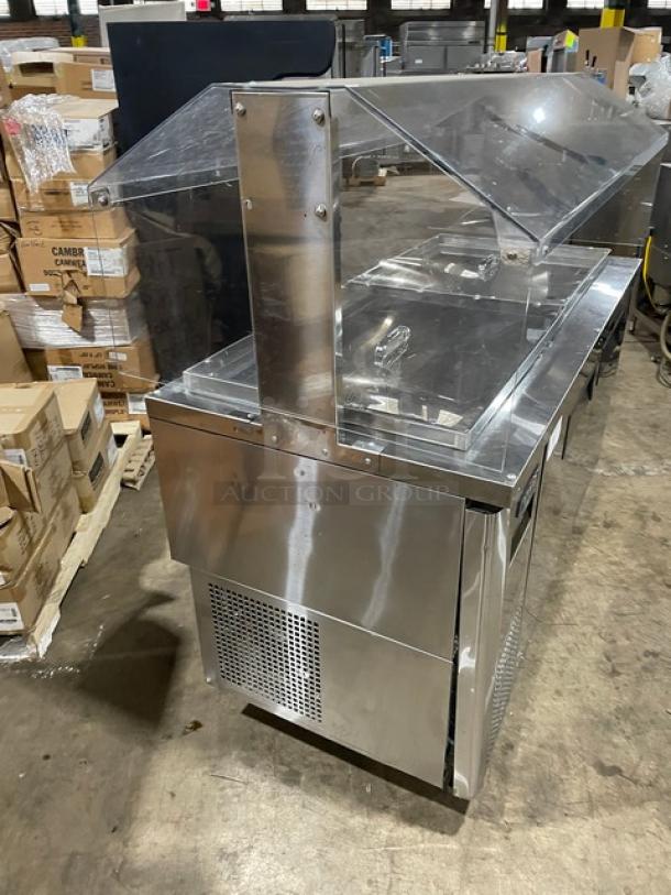 Turbo-Air Commercial Stainless Steel 2 Door Refrigerated Buffet Style Cold Food/Salad Bar Display Table! With Clear Overhead Sneeze Guard! Model: JBT-60 SN: JB6TA12016! 115V 1 Phase! On Casters! - Image 2 of 9