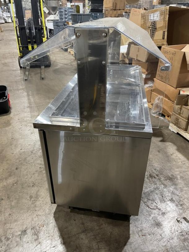 Turbo-Air Commercial Stainless Steel 2 Door Refrigerated Buffet Style Cold Food/Salad Bar Display Table! With Clear Overhead Sneeze Guard! Model: JBT-60 SN: JB6TA12016! 115V 1 Phase! On Casters! - Image 3 of 9