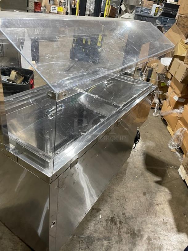 Turbo-Air Commercial Stainless Steel 2 Door Refrigerated Buffet Style Cold Food/Salad Bar Display Table! With Clear Overhead Sneeze Guard! Model: JBT-60 SN: JB6TA12016! 115V 1 Phase! On Casters! - Image 4 of 9