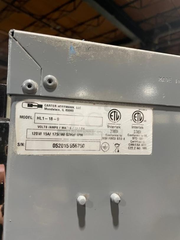 Carter Hoffmann Hot Logix Series Commercial Electric Powered Full Height Non-Insulated 18-Pan Heated Holding Cabinet! With Built In Pan Holding Rack! Model: HL1-18-9 SN: 052015556750! 120V 1 Phase! On Casters! - Image 5 of 8