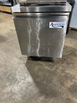 Avantco Commercial Stainless Steel Solid Single Door Undercounter Worktop Freezer! Model: 178SSWT27FHC SN:6491250320081016! 115V! On Casters!