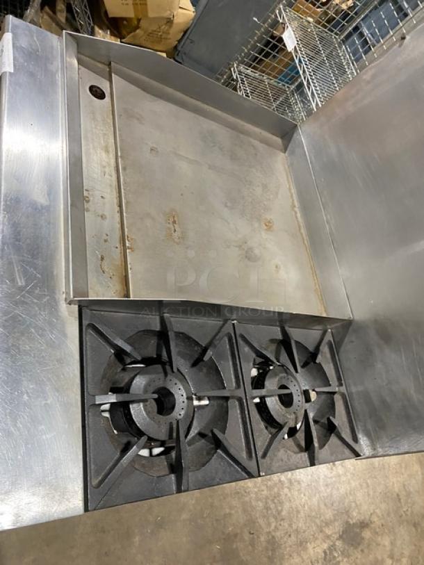 Therma-Tek Commercial Stainless Steel Natural Gas Powered Flat Griddle/2 Burner Split Top Range & Oven Combo! With Back Splash! Model: TMDS36-24G-2-1N SN: 11K02659C! On Legs! - Image 5 of 9