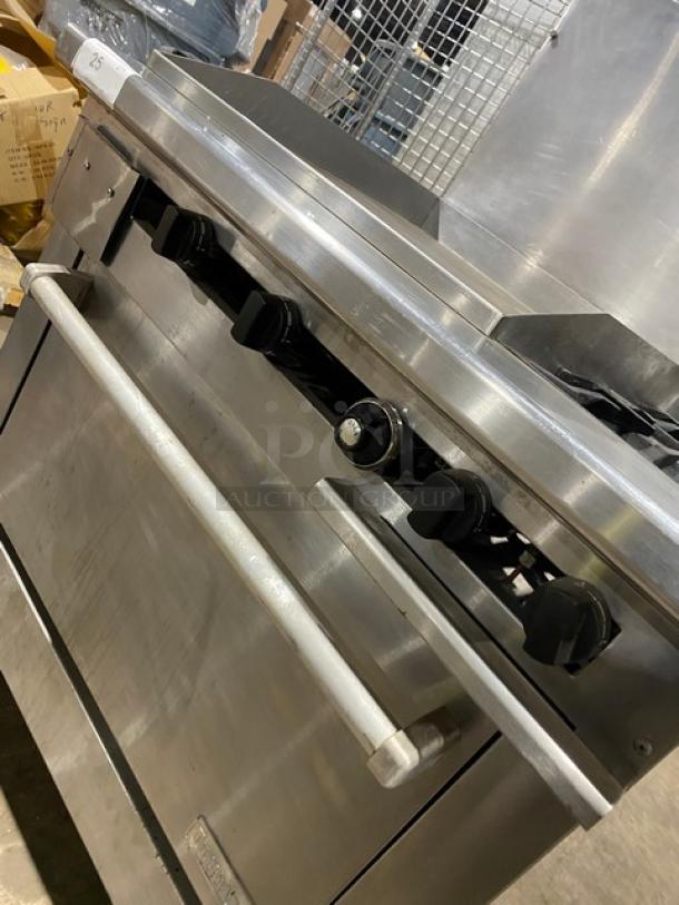 Therma-Tek Commercial Stainless Steel Natural Gas Powered Flat Griddle/2 Burner Split Top Range & Oven Combo! With Back Splash! Model: TMDS36-24G-2-1N SN: 11K02659C! On Legs! - Image 8 of 9