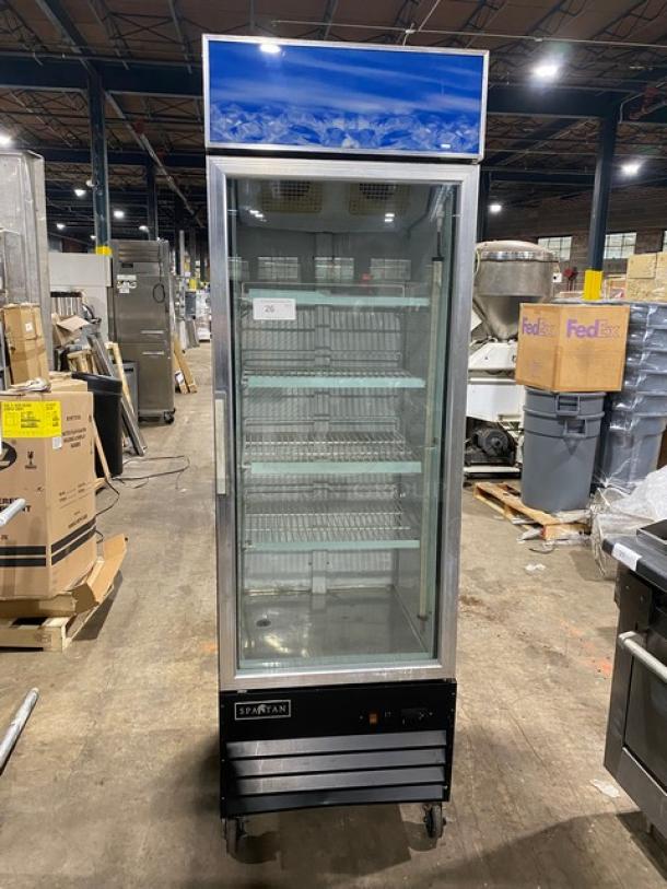 Spartan Commercial Single Glass Door Reach In Merchandiser Refrigerator! With Poly Coated Wire Racks! Model: SGM-26RV SN: 6452310314121601! 115V! On Casters! - Image 1 of 7