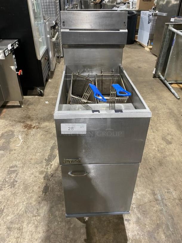 Pitco Commercial Stainless Steel Natural Gas Powered Deep Fat Fryer! With Back Splash & Basket Hanger! With Frying Baskets! On Casters! - Image 1 of 9