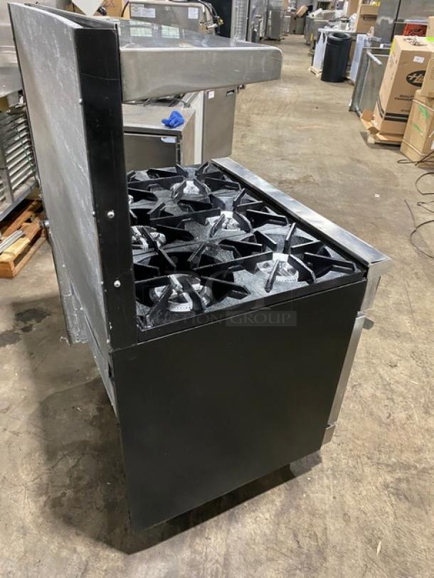 Imperial Commercial Stainless Steel Natural Gas Powered 6 Burner Range/Oven Combo! With Back Splash & Overhead Salamander Shelf! With Wired Oven Rack! On Legs! - Image 3 of 9