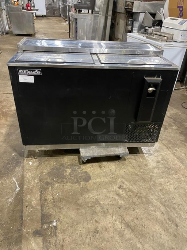 Blue Air Commercial Black Powder Coated Horizontal Bottle Cooler! With Double Stainless Steel Sliding Top Lids! Model: BBC-50B SN: EQQ-BABC50-0004! 115V 1 Phase! - Image 1 of 9