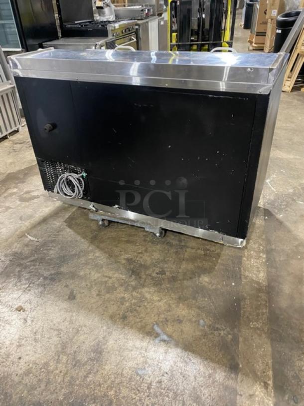 Blue Air Commercial Black Powder Coated Horizontal Bottle Cooler! With Double Stainless Steel Sliding Top Lids! Model: BBC-50B SN: EQQ-BABC50-0004! 115V 1 Phase! - Image 3 of 9