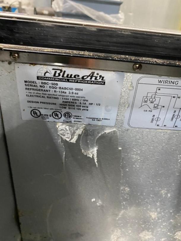 Blue Air Commercial Black Powder Coated Horizontal Bottle Cooler! With Double Stainless Steel Sliding Top Lids! Model: BBC-50B SN: EQQ-BABC50-0004! 115V 1 Phase! - Image 7 of 9