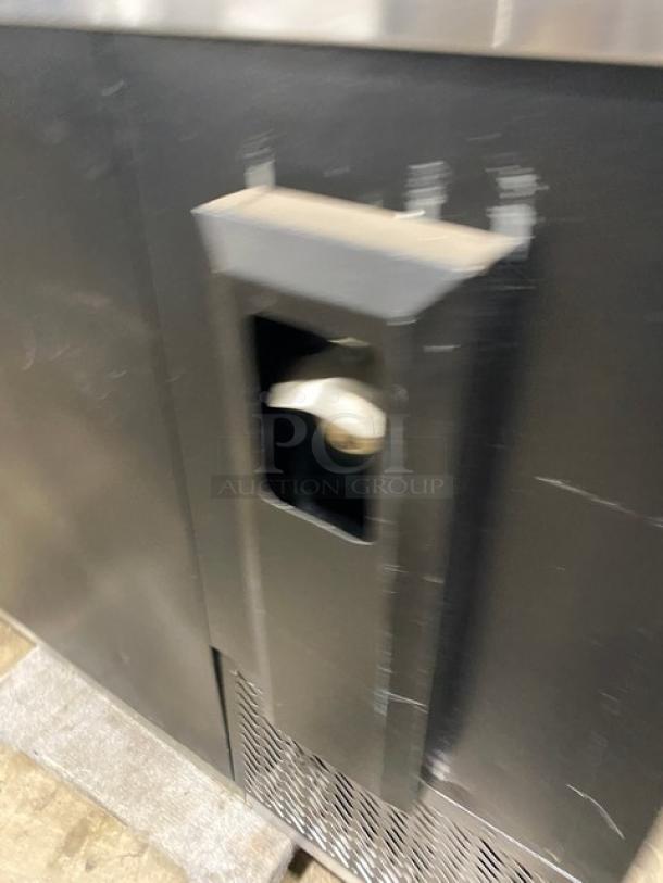 Blue Air Commercial Black Powder Coated Horizontal Bottle Cooler! With Double Stainless Steel Sliding Top Lids! Model: BBC-50B SN: EQQ-BABC50-0004! 115V 1 Phase! - Image 8 of 9