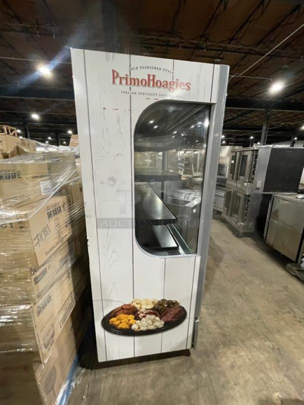 Ojeda Primo Hoagies Style Commercial White Multi-Teir Refrigerated Open Grab-N-Go Merchandiser Display Case! With Pull-Down Night Curtain! Model: ALPA-120H SN: 0831406-39034-Y! 120V 1 Phase! - Image 3 of 8