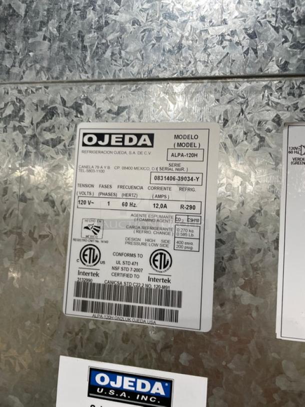 Ojeda Primo Hoagies Style Commercial White Multi-Teir Refrigerated Open Grab-N-Go Merchandiser Display Case! With Pull-Down Night Curtain! Model: ALPA-120H SN: 0831406-39034-Y! 120V 1 Phase! - Image 5 of 8