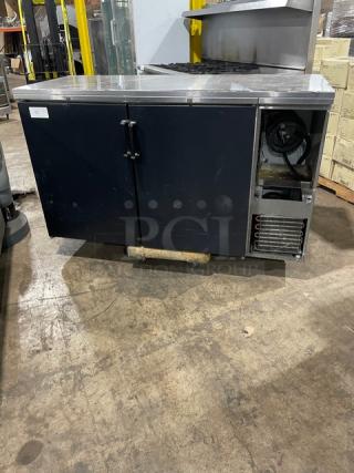 Perlick Commercial Stainless Steel/Black Powder Coated Double Door Back Bar Refrigerator! Model: BS60 SN: 608090! 115V 1 Phase!