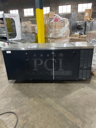 Perlick Commercial Stainless Steel/Black Powder Coated Triple Door Back Bar Refrigerator! Model: BS84 SN: 606720! 115V 1 Phase!