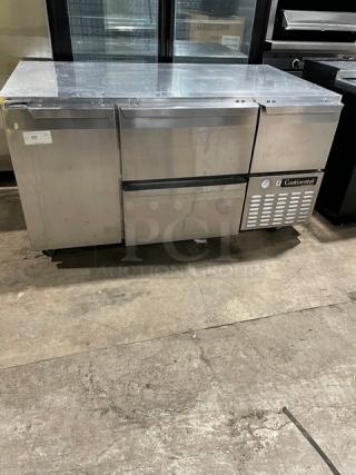 Continental Commercial Stainless Steel Solid 1-1/2 Door / 2 Drawer Undercounter Refrigerator! With Poly Coated Wire Rack! Model: CURA60 SN: 15383616! 115V 1 Phase! On Casters!