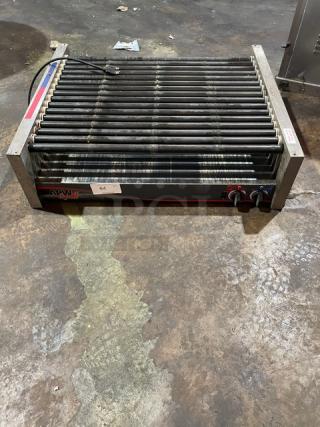 APW Wyott X*Pert Series Commercial Stainless Steel Electric Powered Countertop Hot Dog Flat Roller Grill! Model: HRS-75 5T SN: HRS750522A0183! 208-240V 1 Phase! On Legs!