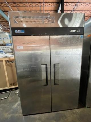 Turbo Air M3 Series Commercial Stainless Steel Solid 2 Door Reach In Freezer! Energy Star Certified! With Poly Coated Wire Racks! Model: M3F47-2 SN: M3F41P4069! 115V!