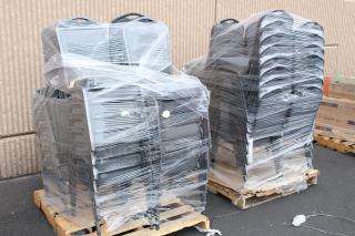 BRAND NEW! OUT OF ORIGINAL PACKAGING!  (27) Lancaster Table & Seating 164BNQCRGR Gray Fabric Crown Back Stackable Banquet Chair with Silver Vein Frame. No signs of damage upon visual inspection. 27 Chairs in Total. 27x Your Bid. Seat Height = 19 Inches. Overall Dimensions = 17-3/8 Inches x 21-11/16 Inches x 	37-3/4 Inches
