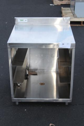 BRAND NEW SCRATCH-N-DENT! Regency 600GRSU2324 Stainless Steel Flat Top Glass Rack Storage Unit - 23" x 24"	. Top back of the left shelf has separated from the side wall of the unit.