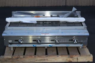 BRAND NEW!! Out of Original Packaging!! Vulcan VCBB48-NAT V Series Natural Gas 48" Radiant Gas Modular Charbroiler - 130,000 BTU. Back side of unit  has slight SUPERFICIAL bend.