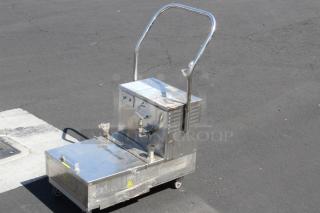 BRAND NEW! Fryclone 259OFM55 55 lb. Low-Profile Portable Fryer Oil Filter Machine with 2-Way Pump - 120V. Out of original packaging. Sticky substance on the unit.