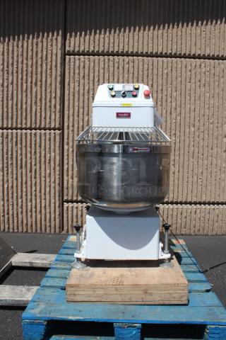 BRAND NEW SCRATCH-N-DENT! Estella SM80 80 Qt. / 116 lb. Two-Speed Spiral Dough Mixer - 220V, 3 Phase, 4 1/4 HP. S/N: 348SM80062400098.