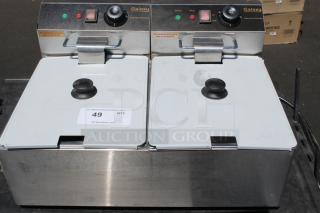 BRAND NEW SCRATCH-N-DENT! Galaxy EF20E 20 lb. Dual Tank Electric Countertop Fryer - 110V, 3300W. Serial Number: 1020410