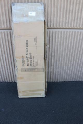 BRAND NEW SCRATCH-N-DENT! Regency 460EG1860 18" x 60" NSF Green Epoxy Wire Shelf. Packaging is damaged.