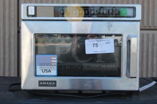 BRAND NEW SCRATCH-N-DENT! Amana HDC212 Heavy-Duty Stainless Steel Commercial Microwave - 208/240V, 2100W. Serial Number: 2410110285