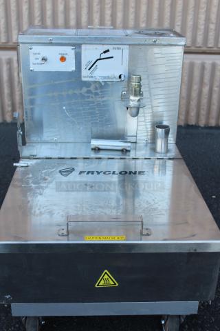 BRAND NEW OUTOF ORIGINAL PACKAGING! Fryclone 55 lb. Low-Profile Portable Fryer Oil Filter Machine with 2-Way Pump - 120V	Serial Number: 240601114. Something Sticky leaked onto the outside of the unit.