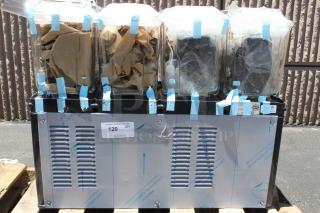 BRAND NEW! Carnival King RBD3G4 Quadruple 3 Gallon Bowl Refrigerated Beverage Dispenser - 120V. Unit is out of original packaging. All parts appear to be present and accounted for. - Item #1191548