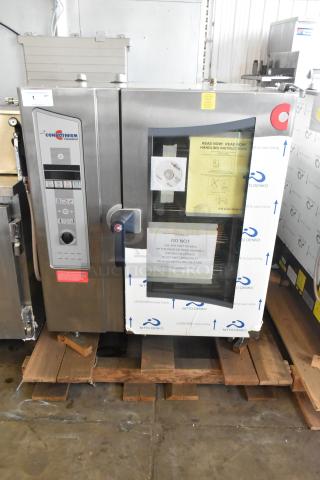 Brand new 2023 Cleveland OEB-10.10 combi convection oven, stainless steel, electric, 440/480V, 3-phase, minor cosmetic dents.