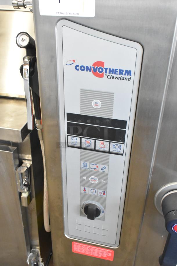 Brand new 2023 Cleveland OEB-10.10 stainless steel combi convection oven, electric, 440/480V, 3-phase, control panel shown.