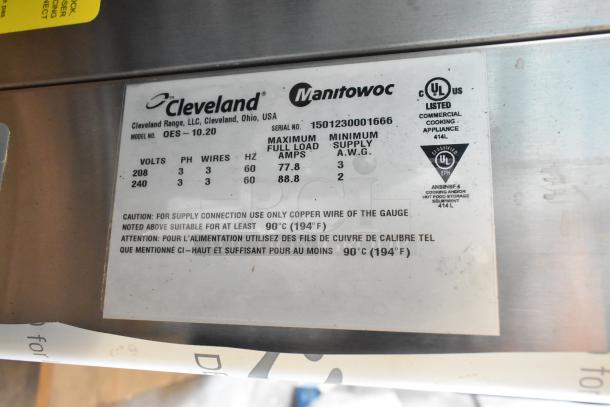 BRAND NEW 2023 Cleveland OES-10.20 Combi Convection Oven, stainless steel, 208/240V, 3 phase, electric, scratch and dent.