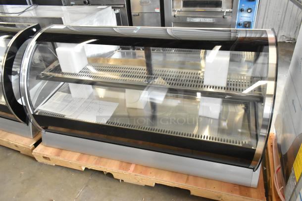 BRAND NEW Vollrath RDE8160 60" curved glass refrigerated display cabinet. Scratch and dent condition, 120V, 1 Phase.