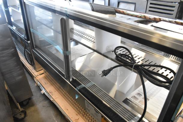 BRAND NEW Vollrath RDE7148 Stainless Steel Refrigerated Display Case, 120V, 1 Phase, minor scratches, protective film on glass.