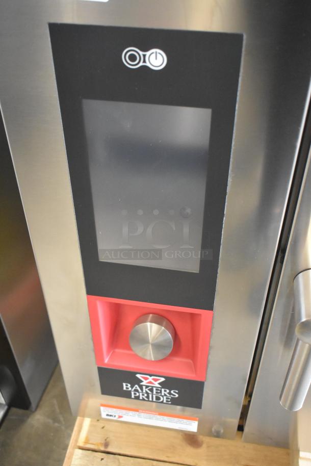 Brand new Bakers Pride AEHE061R stainless steel combi convection oven, 208V, 3 phase, scratch and dent condition.
