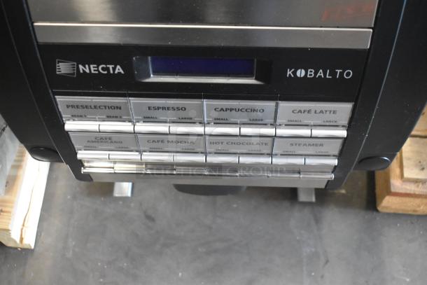 Necta Kolbalto Metal Commercial Countertop Espresso/Cappuccino Machine with labeled control panel, 208/250V, 1 Phase.
