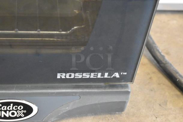 Cadco Unox XAF195 Rossella convection oven, stainless steel, commercial countertop, 230-400V, Rossella branding visible.