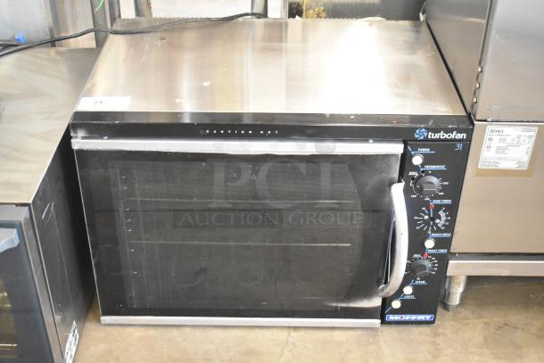 Moffat E311 Turbofan 31 stainless steel commercial countertop convection oven, electric powered, 220-240 volts.
