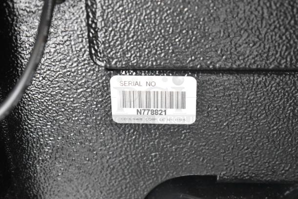 Cecilware GB5MFIT cappuccino machine serial label showing "N778821." 120V, 1 Phase, brand new, scratch and dent condition.