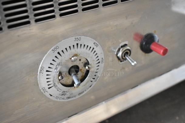 Keating Miraclean ABX3D stainless steel gas griddle, chrome top, thermostatic control dial, good condition.