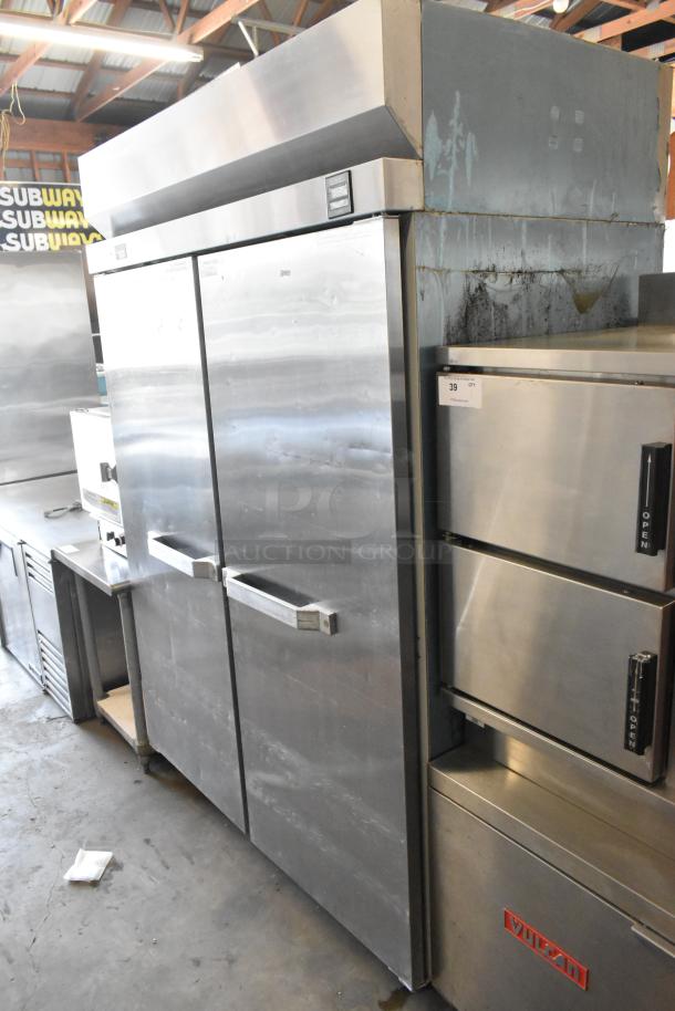 2024 Hobart QF2 stainless steel commercial 2-door freezer, poly coated racks, 120V, 1 phase, used condition.