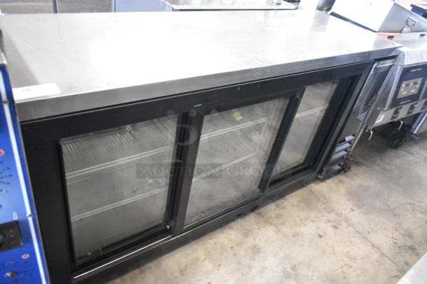 Beverage Air BB72HC-1-GS-B-27 commercial 3-door back bar cooler, glass doors, metal finish, 115V, 1 phase, unused.
