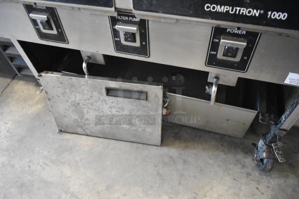 2019 Henny Penny OFG-322 Computron 1000 deep fat fryer, stainless steel, natural gas, 2 bay, on casters, 170,000 BTU.