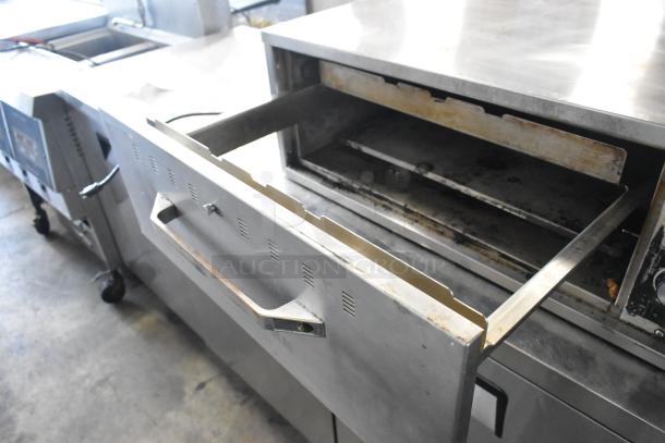 Hatco stainless steel single drawer warming drawer, 115 volts, 1 phase, with visible wear inside.