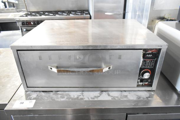 Hatco stainless steel commercial warming drawer, single drawer, 115 volts, 1 phase, control panel visible, good condition.
