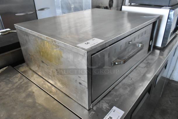Hatco stainless steel single drawer warming drawer, 115V, 1 phase, commercial use, visible wear on surface.